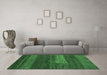 Machine Washable Abstract Emerald Green Contemporary Area Rugs in a Living Room,, wshcon2043emgrn