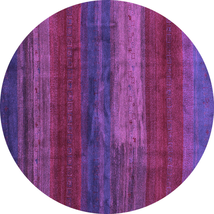 Round Abstract Purple Contemporary Rug, con2043pur
