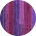 Round Abstract Purple Contemporary Rug, con2043pur