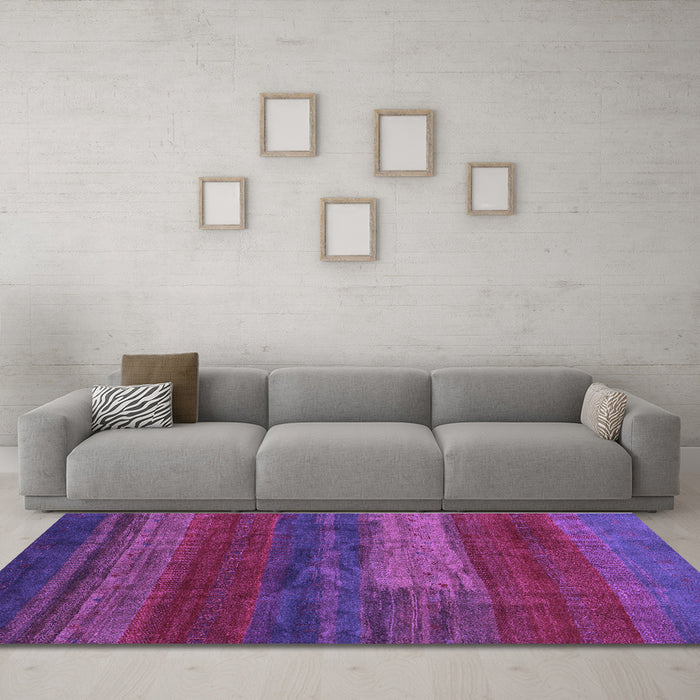 Machine Washable Abstract Purple Contemporary Area Rugs in a Living Room, wshcon2043pur