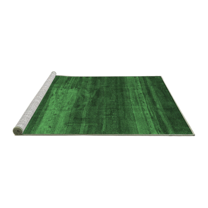 Sideview of Machine Washable Abstract Emerald Green Contemporary Area Rugs, wshcon2043emgrn