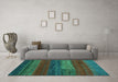 Machine Washable Abstract Turquoise Contemporary Area Rugs in a Living Room,, wshcon2043turq