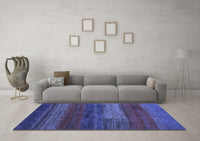 Machine Washable Abstract Blue Contemporary Rug, wshcon2043blu