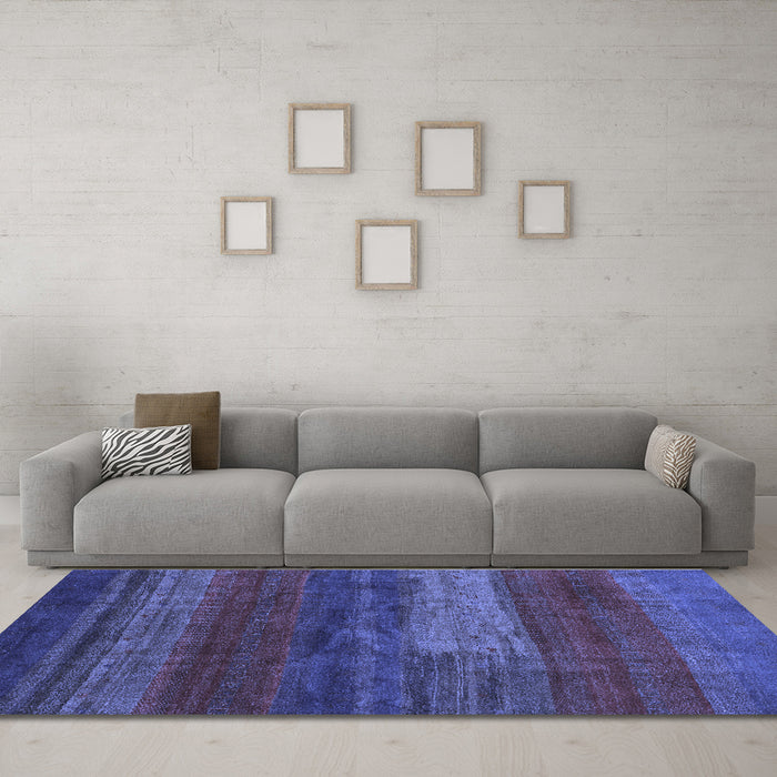 Machine Washable Abstract Blue Contemporary Rug in a Living Room, wshcon2043blu