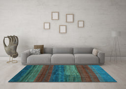 Machine Washable Abstract Light Blue Contemporary Rug in a Living Room, wshcon2043lblu