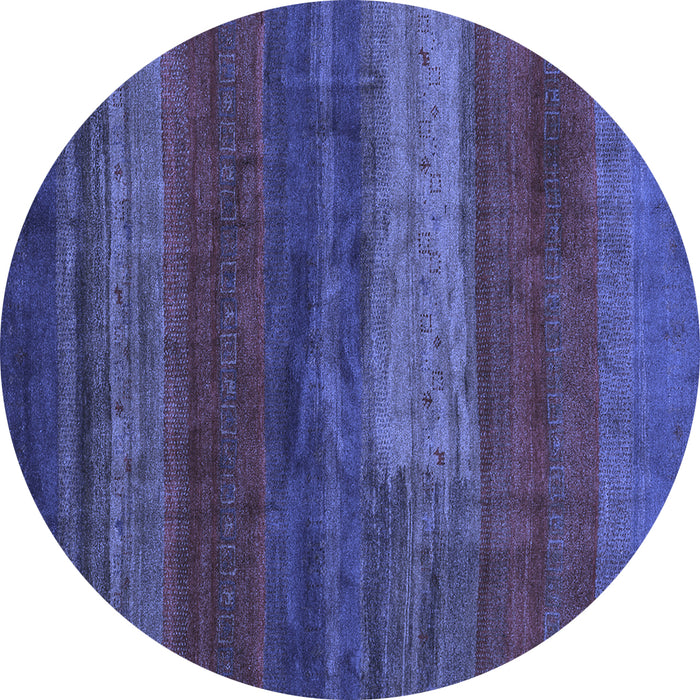 Round Machine Washable Abstract Blue Contemporary Rug, wshcon2043blu