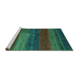 Sideview of Machine Washable Abstract Turquoise Contemporary Area Rugs, wshcon2043turq