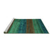 Sideview of Machine Washable Abstract Turquoise Contemporary Area Rugs, wshcon2043turq