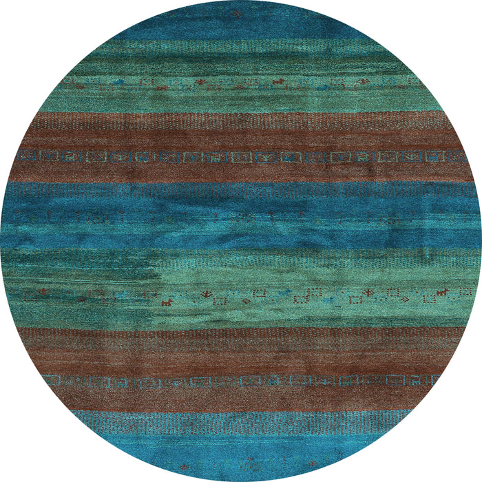 Round Abstract Light Blue Contemporary Rug, con2043lblu