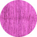 Round Machine Washable Abstract Pink Contemporary Rug, wshcon2044pnk