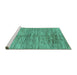 Sideview of Machine Washable Abstract Turquoise Contemporary Area Rugs, wshcon2044turq