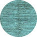 Round Abstract Light Blue Contemporary Rug, con2044lblu