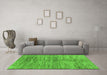 Machine Washable Abstract Green Contemporary Area Rugs in a Living Room,, wshcon2044grn