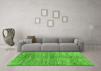 Machine Washable Abstract Green Contemporary Rug, wshcon2044grn