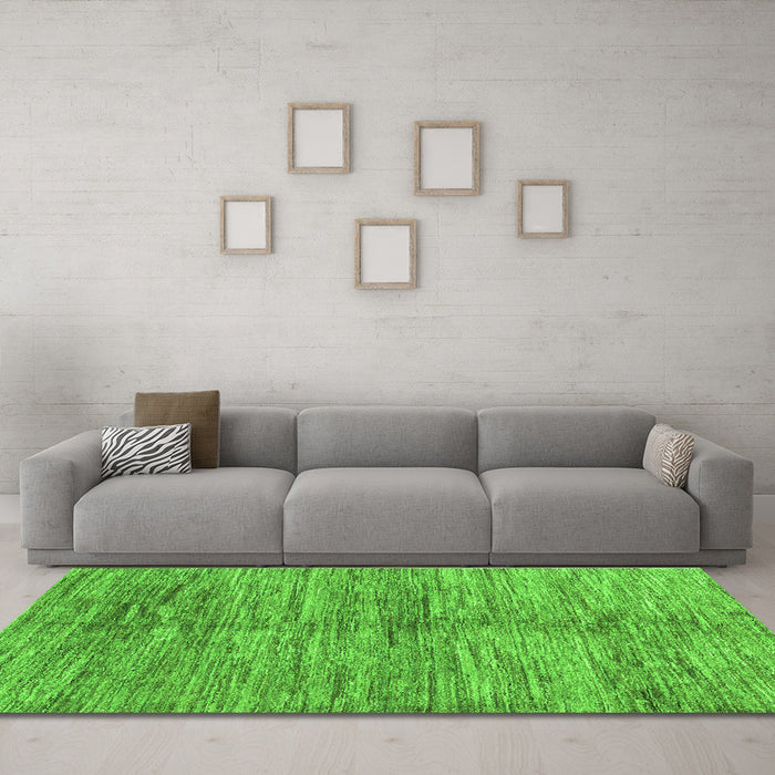 Machine Washable Abstract Green Contemporary Area Rugs in a Living Room,, wshcon2044grn