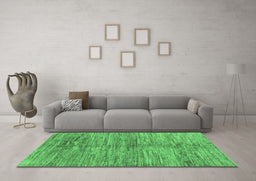 Machine Washable Abstract Emerald Green Contemporary Area Rugs in a Living Room,, wshcon2044emgrn