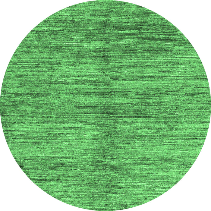 Round Machine Washable Abstract Emerald Green Contemporary Area Rugs, wshcon2044emgrn