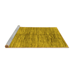 Sideview of Machine Washable Abstract Yellow Contemporary Rug, wshcon2044yw