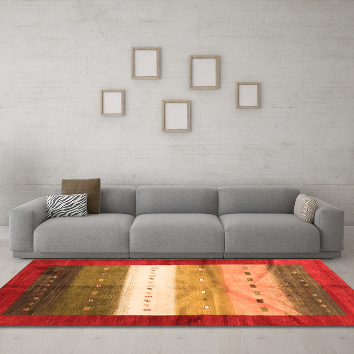 Machine Washable Abstract Orange Contemporary Area Rugs in a Living Room, wshcon2045org