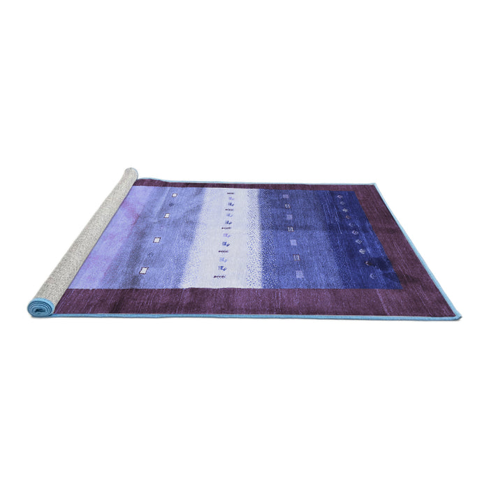 Sideview of Machine Washable Abstract Blue Contemporary Rug, wshcon2045blu