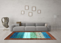 Machine Washable Abstract Light Blue Contemporary Rug, wshcon2045lblu