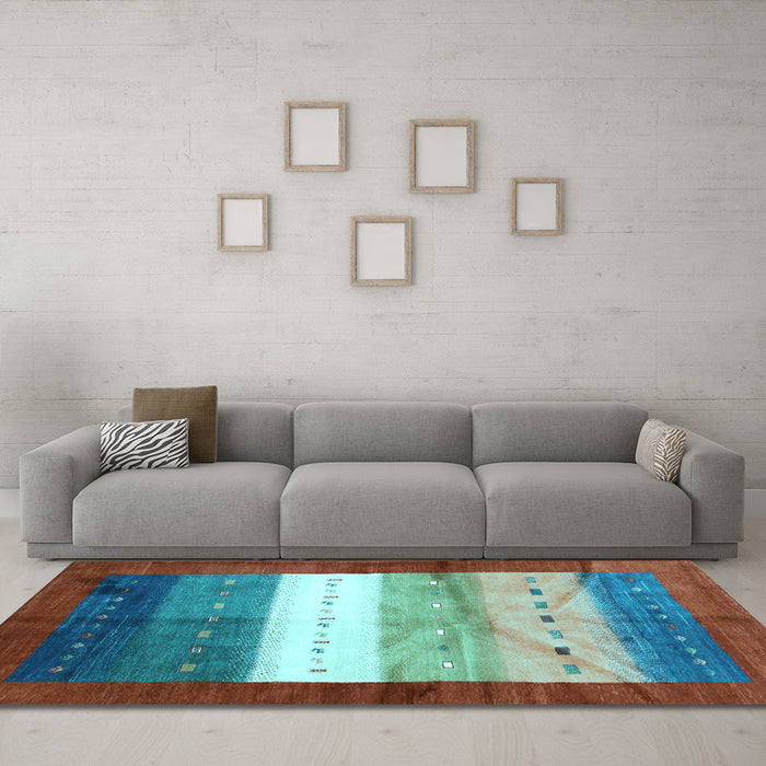 Machine Washable Abstract Light Blue Contemporary Rug in a Living Room, wshcon2045lblu