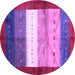 Round Machine Washable Abstract Purple Contemporary Area Rugs, wshcon2045pur