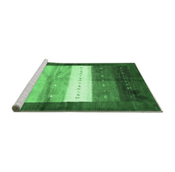 Sideview of Machine Washable Abstract Emerald Green Contemporary Area Rugs, wshcon2045emgrn