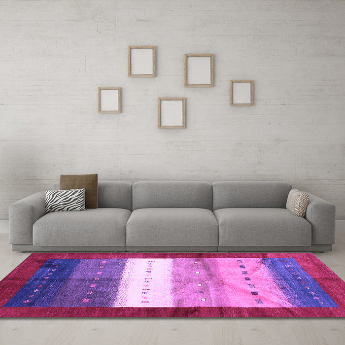 Machine Washable Abstract Purple Contemporary Area Rugs in a Living Room, wshcon2045pur