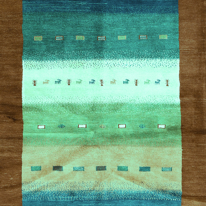 Machine Washable Abstract Turquoise Contemporary Area Rugs, wshcon2045turq