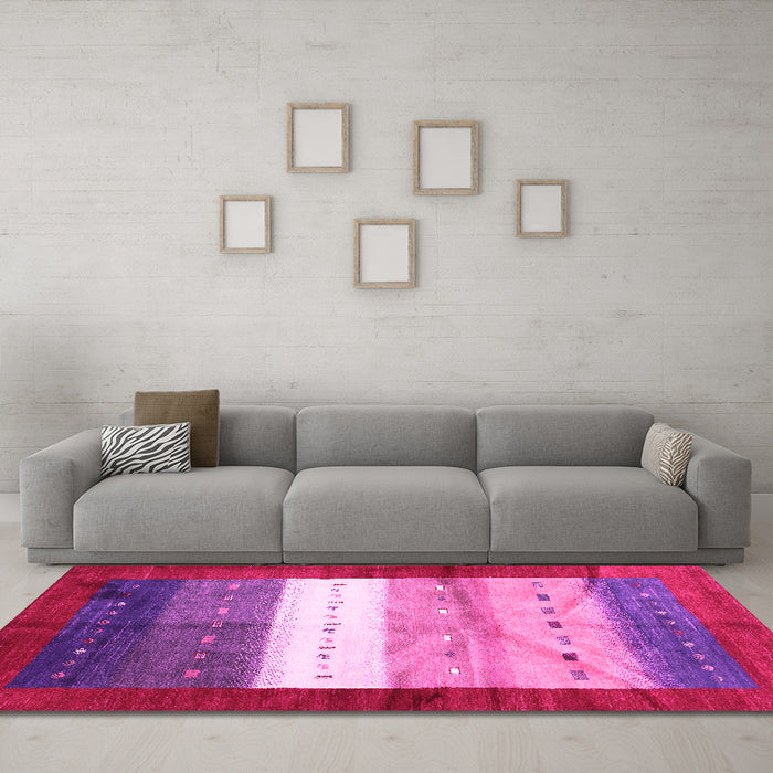 Machine Washable Abstract Pink Contemporary Rug in a Living Room, wshcon2045pnk
