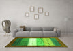 Machine Washable Abstract Green Contemporary Area Rugs in a Living Room,, wshcon2045grn