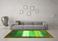 Machine Washable Abstract Green Contemporary Rug, wshcon2045grn