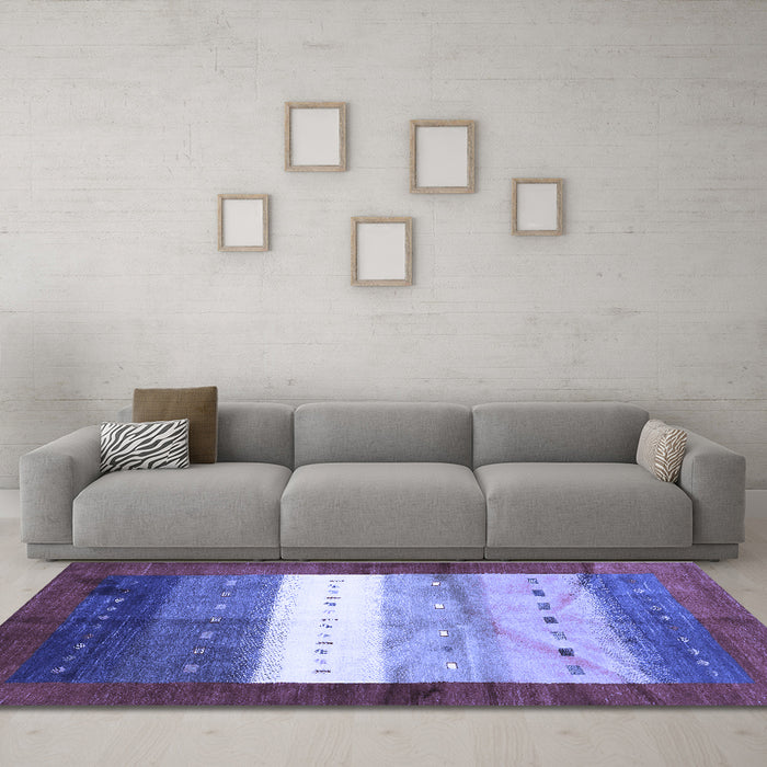 Machine Washable Abstract Blue Contemporary Rug in a Living Room, wshcon2045blu