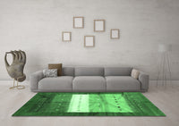 Machine Washable Abstract Emerald Green Contemporary Rug, wshcon2045emgrn