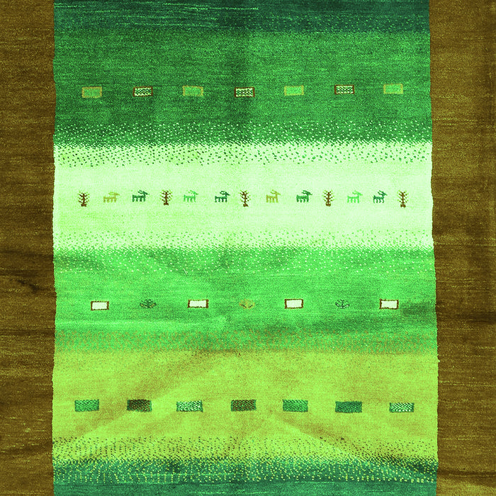 Serging Thickness of Machine Washable Abstract Green Contemporary Area Rugs, wshcon2045grn