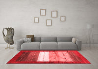 Machine Washable Abstract Red Contemporary Rug, wshcon2045red