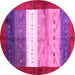 Round Machine Washable Abstract Pink Contemporary Rug, wshcon2045pnk