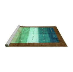 Sideview of Machine Washable Abstract Turquoise Contemporary Area Rugs, wshcon2045turq