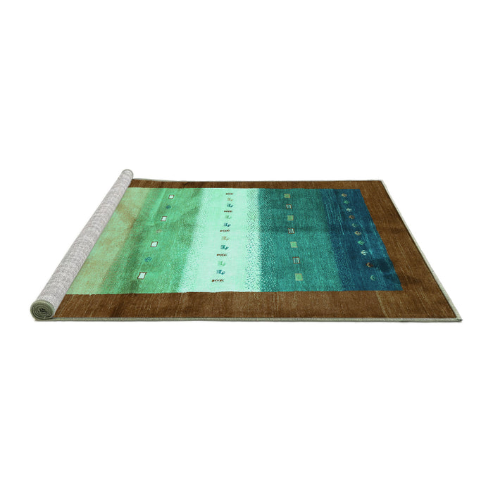 Sideview of Machine Washable Abstract Turquoise Contemporary Area Rugs, wshcon2045turq