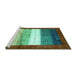 Sideview of Machine Washable Abstract Turquoise Contemporary Area Rugs, wshcon2045turq