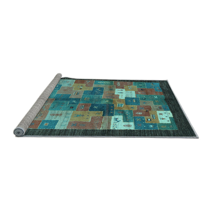 Sideview of Machine Washable Abstract Light Blue Contemporary Rug, wshcon2046lblu