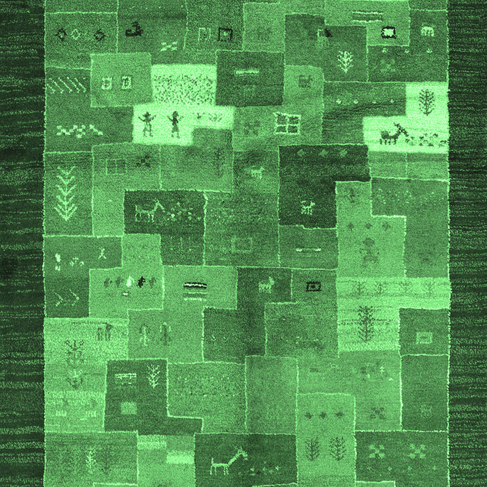 Machine Washable Abstract Emerald Green Contemporary Area Rugs, wshcon2046emgrn