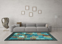 Machine Washable Abstract Light Blue Contemporary Rug, wshcon2046lblu