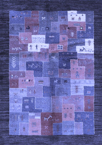 Abstract Blue Contemporary Rug, con2046blu