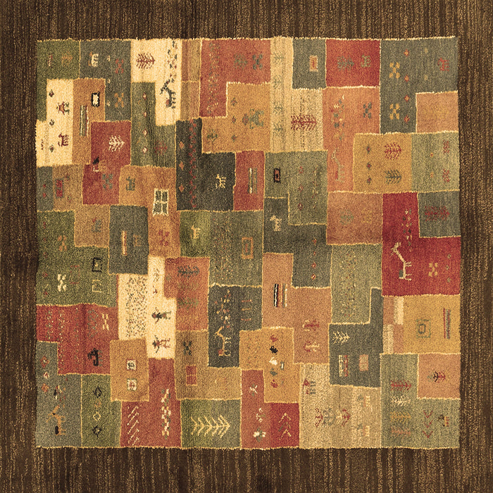 Square Abstract Brown Contemporary Rug, con2046brn