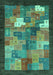 Machine Washable Abstract Turquoise Contemporary Area Rugs, wshcon2046turq