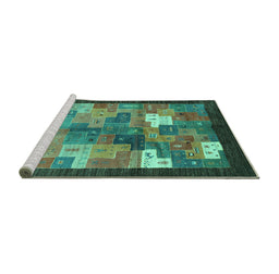 Sideview of Machine Washable Abstract Turquoise Contemporary Area Rugs, wshcon2046turq