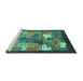 Sideview of Machine Washable Abstract Turquoise Contemporary Area Rugs, wshcon2046turq