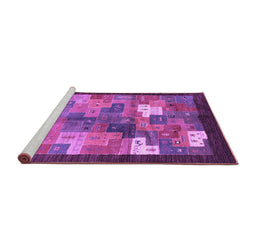 Sideview of Machine Washable Abstract Purple Contemporary Area Rugs, wshcon2046pur